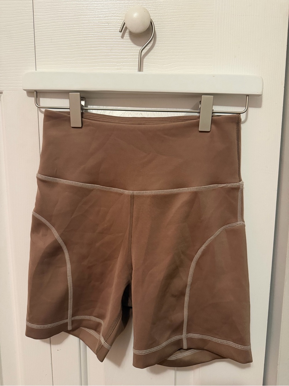 Tan + Lines Del Mar Biker Shorts in Brown